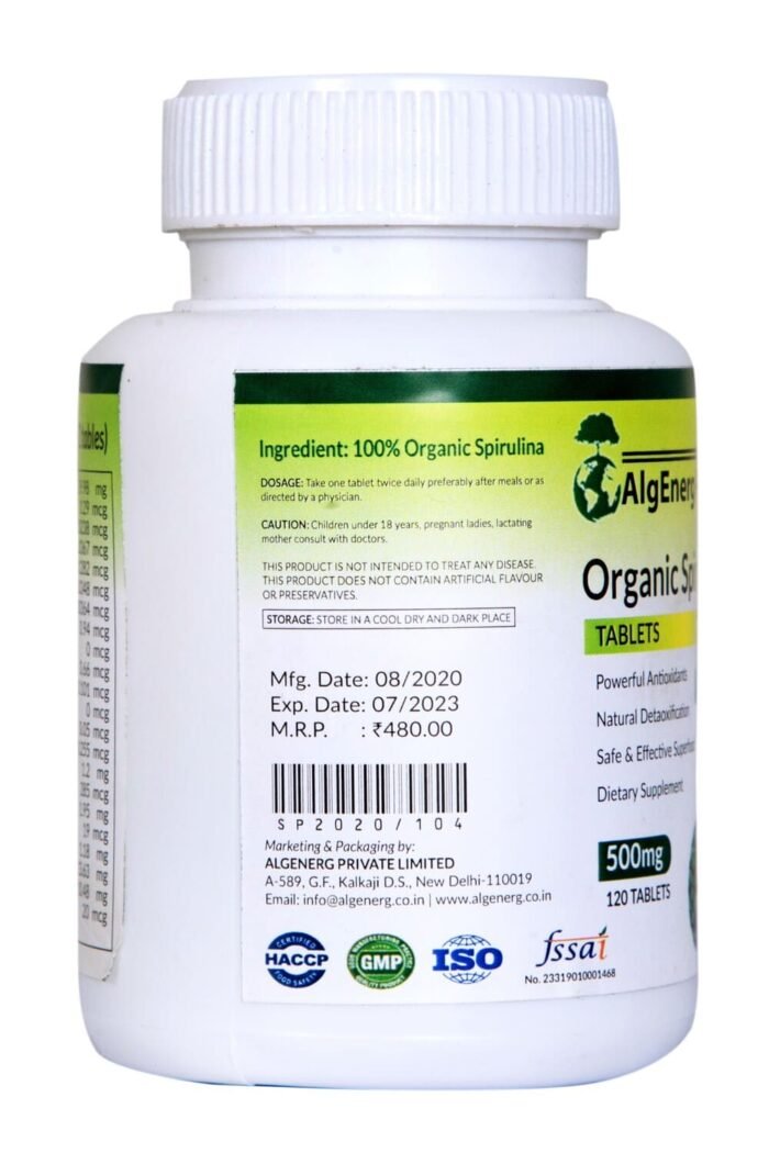 Spirulina and Moringa Extract Capsules Superfood- Natural Greens Multivitamin